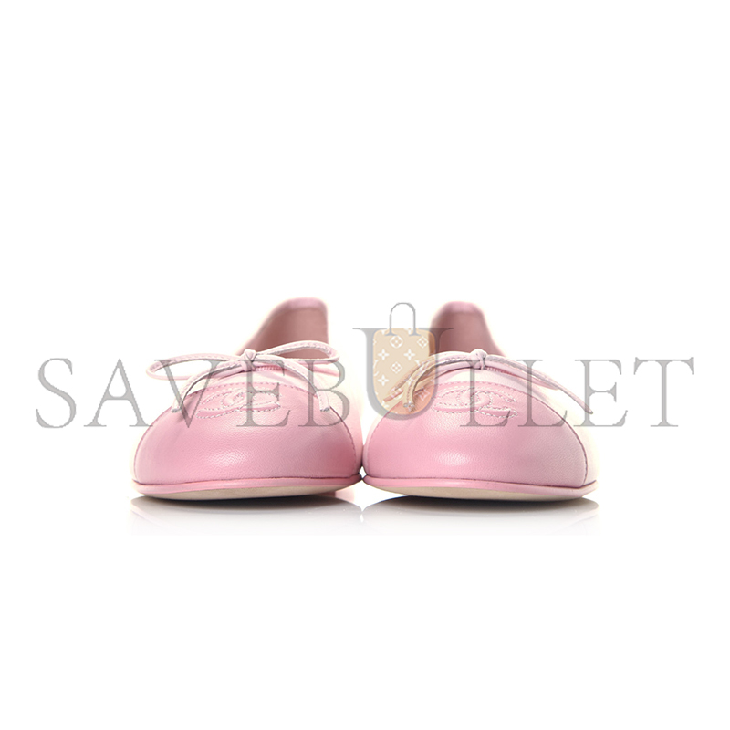 Ch**el lambskin cc cap toe ballerina flats light pink 763271